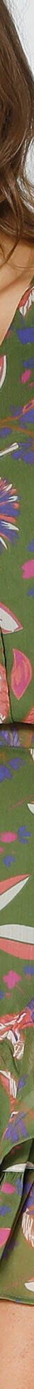 Jupe volantée effet portefeuille, voile imprimé (kaki / corail) Jupe volantée effet portefeuille, voile imprimé (kaki / corail)